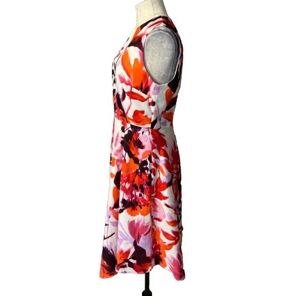 Donna Morgan Dress 10 A Line Flowy Floral Sleeveless Stretch Summer Washable - Picture 5 of 9